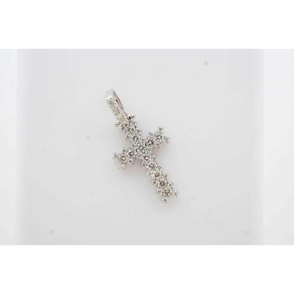 Estate Sale 1.75TCW Diamond Cross Pendant 14k White Gold F-G VS2 Estate Jewelry - Picture 2 of 7